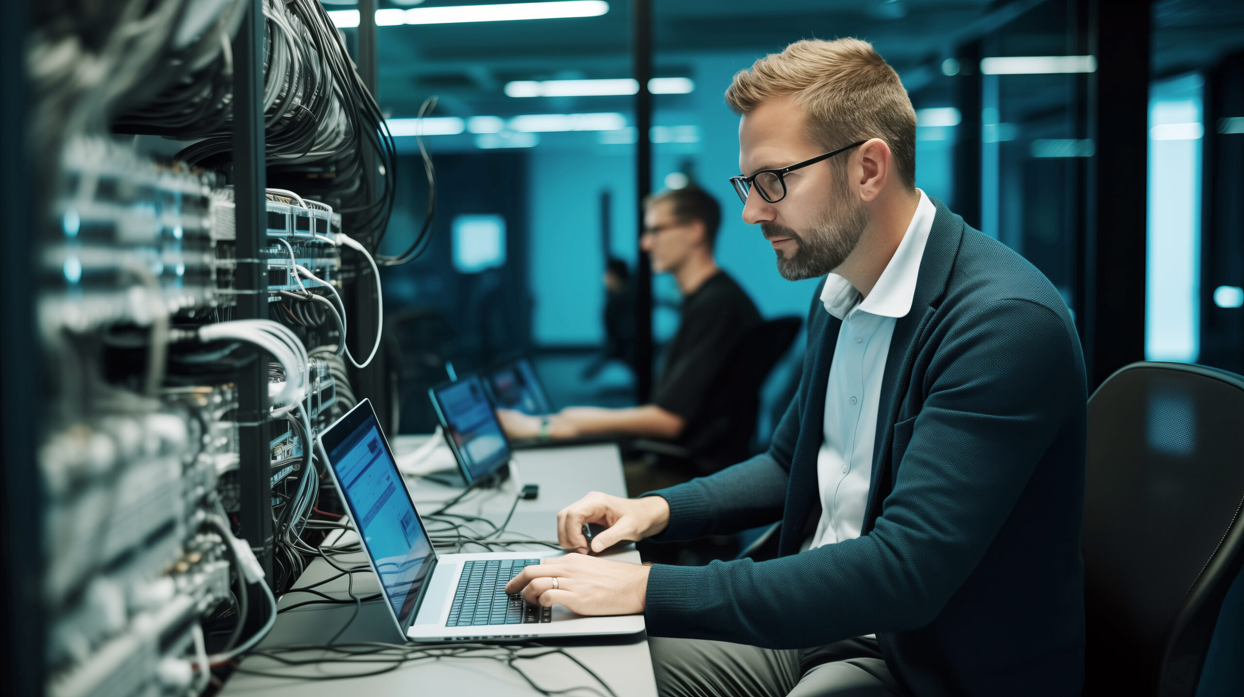 Team bei der Analyse von IT-Systemen im Rahmen eines IT-Service-Einsatzes in Wien