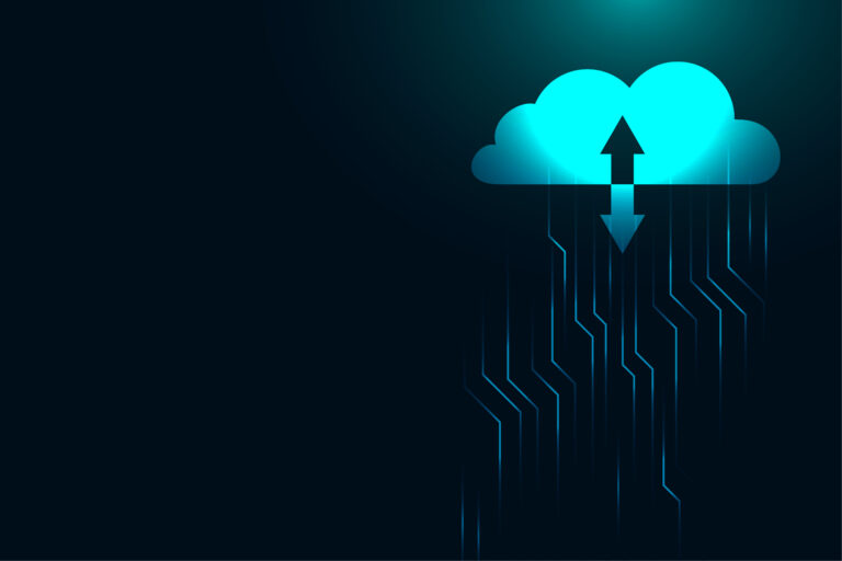 Cloud-Computing Symbol mit Datenübertragung – Pfeile für Upload und Download